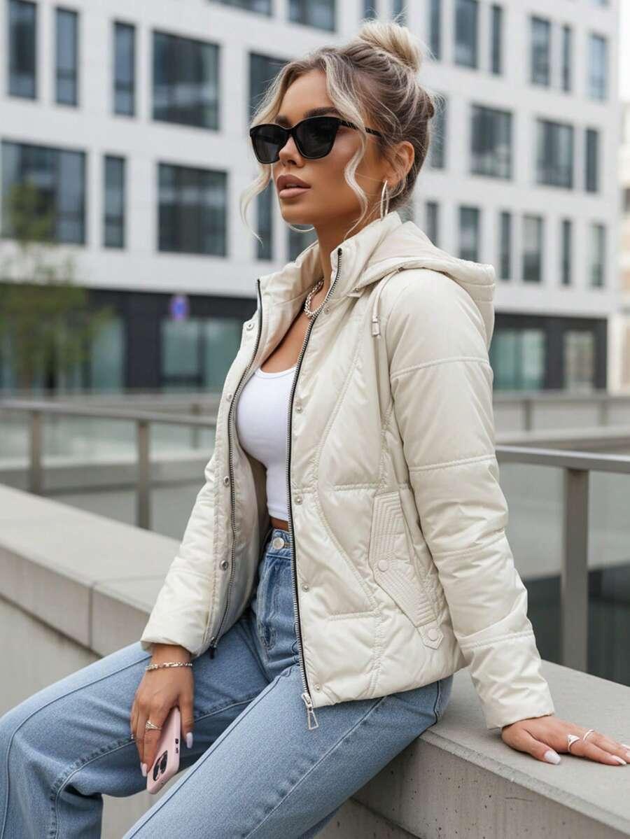 SHEIN BIAŁA PIKOWANA KURTKA ZAMEK W01__XXL