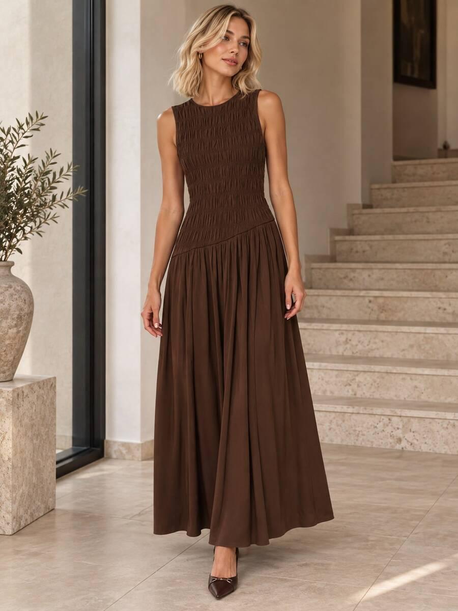 SHEIN BRĄZOWA SUKIENKA MAXI S06__M