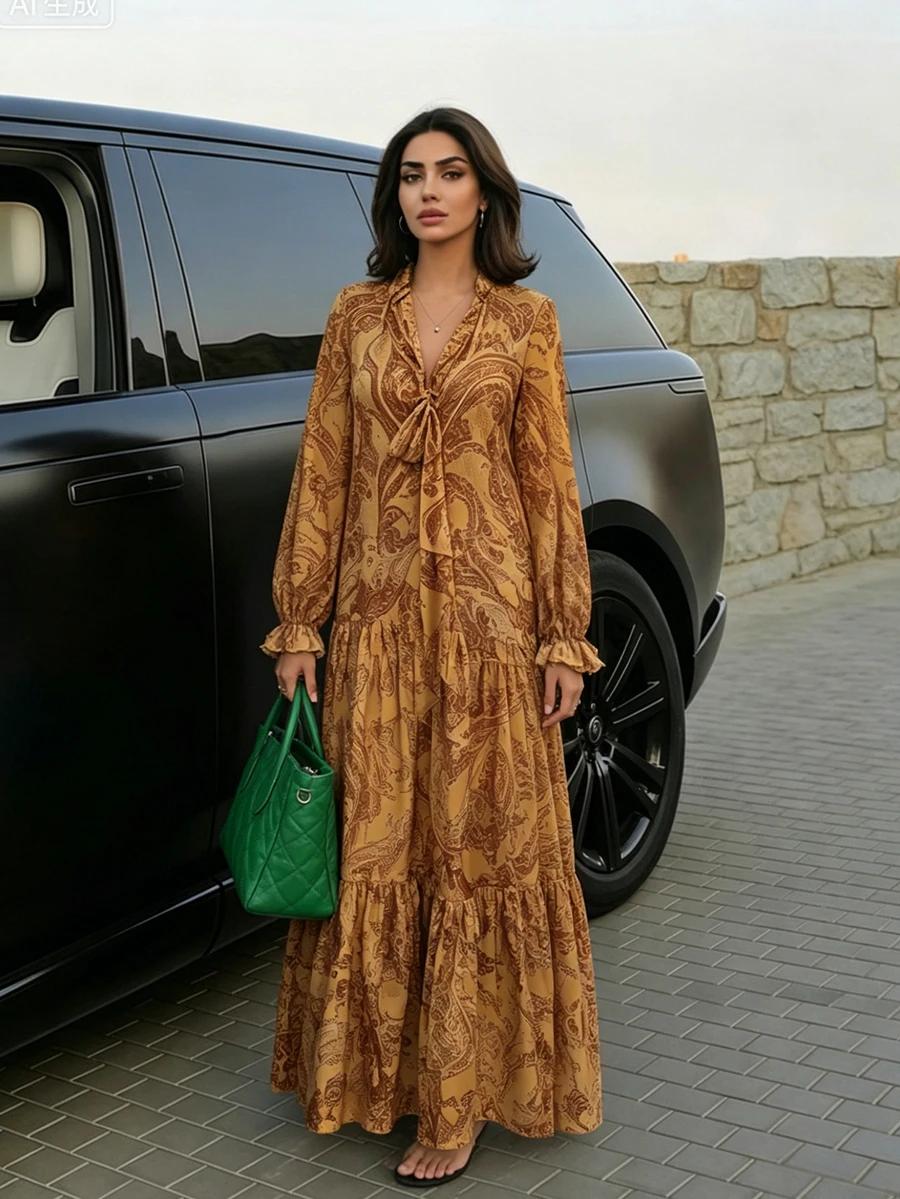 SHEIN MAXI SUKIENKA DŁUGI RĘKAW S06__S