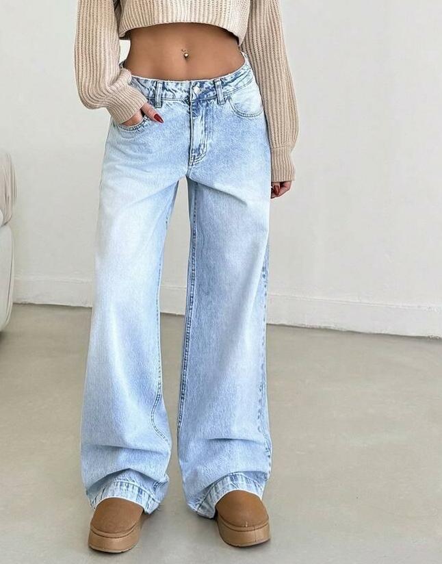 SHEIN NIEBIESKIE JEANSY SZEROKA NOGAWKA S06__M