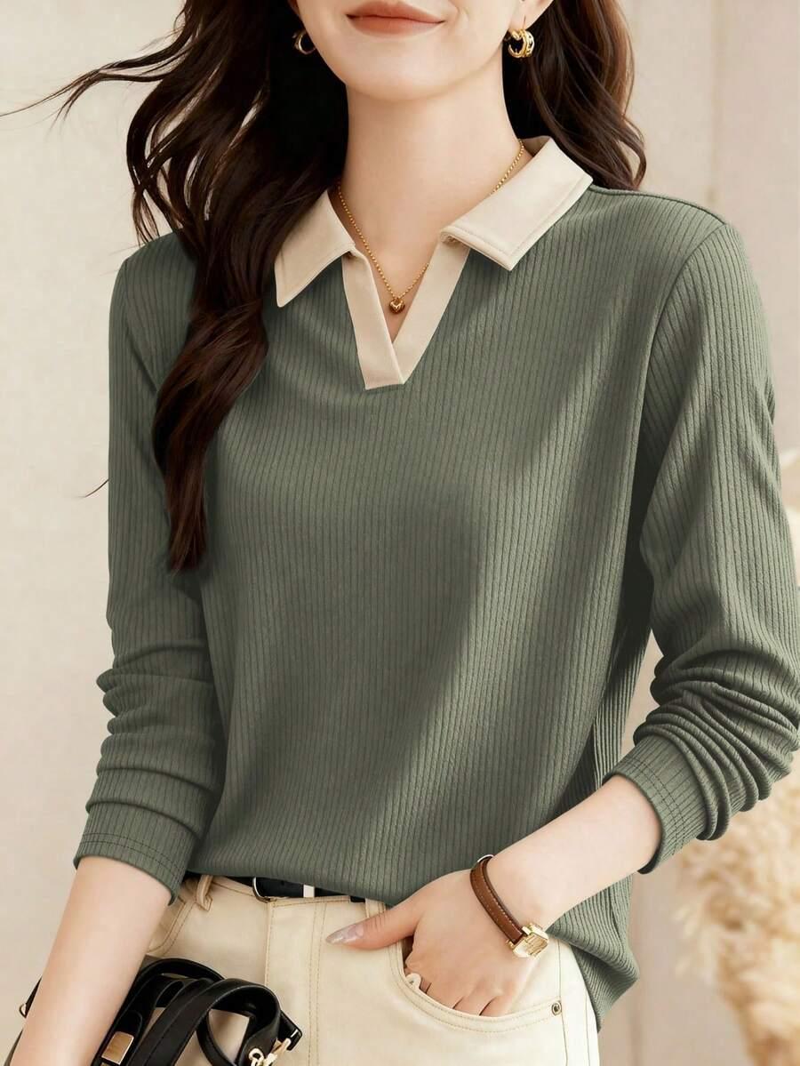 SHEIN BLUZKA Z DŁUGIM RĘKAWEM S06__S