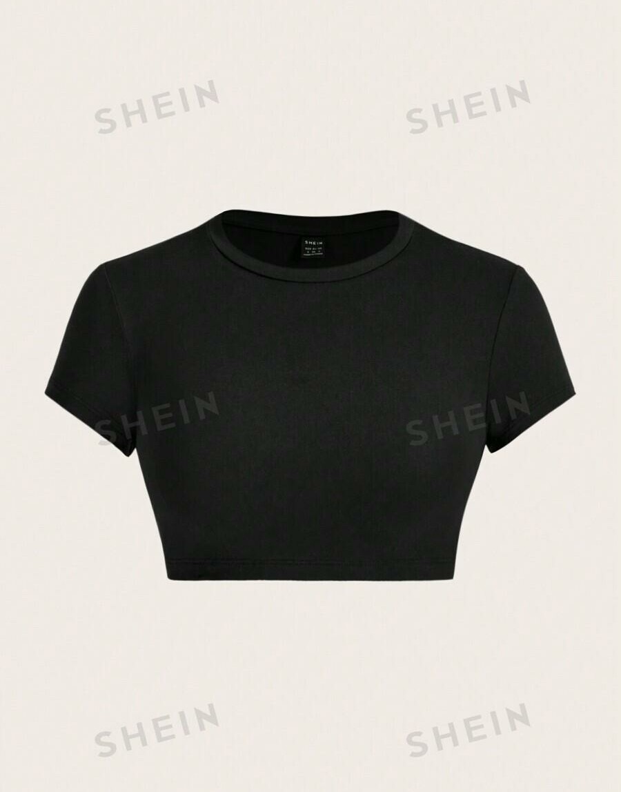 SHEIN CZARNY TOP KRÓTKI RĘKAW S06__XS