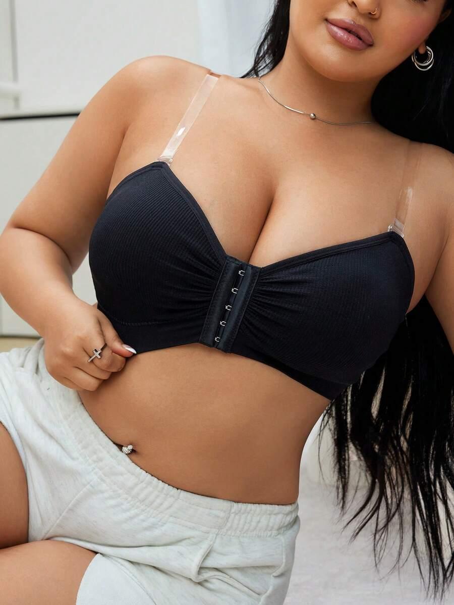 SHEIN CZARNY BIUSTONOSZ ZAPINANY Z PRZODU PK01__52