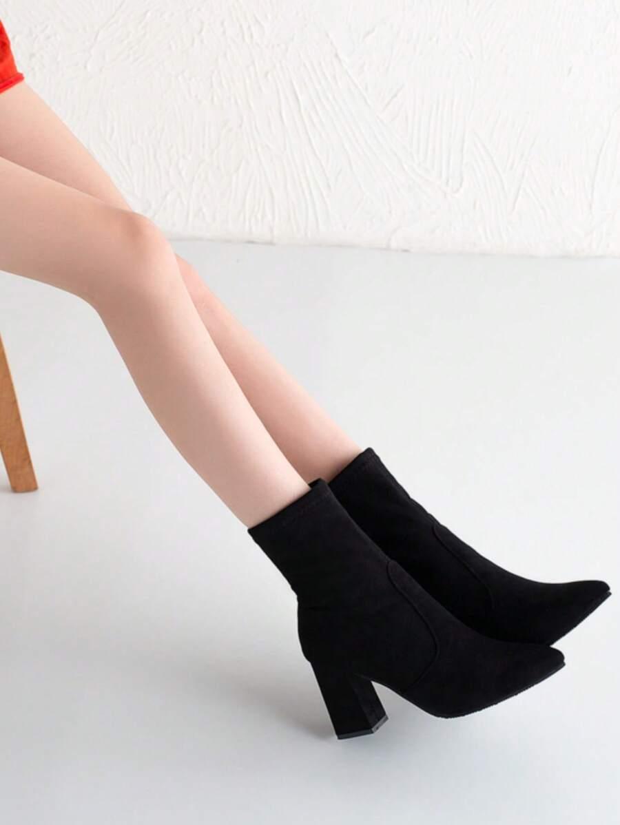 SHEIN CZARNE BOTKI IMITACJA ZAMSZU W01__40,5