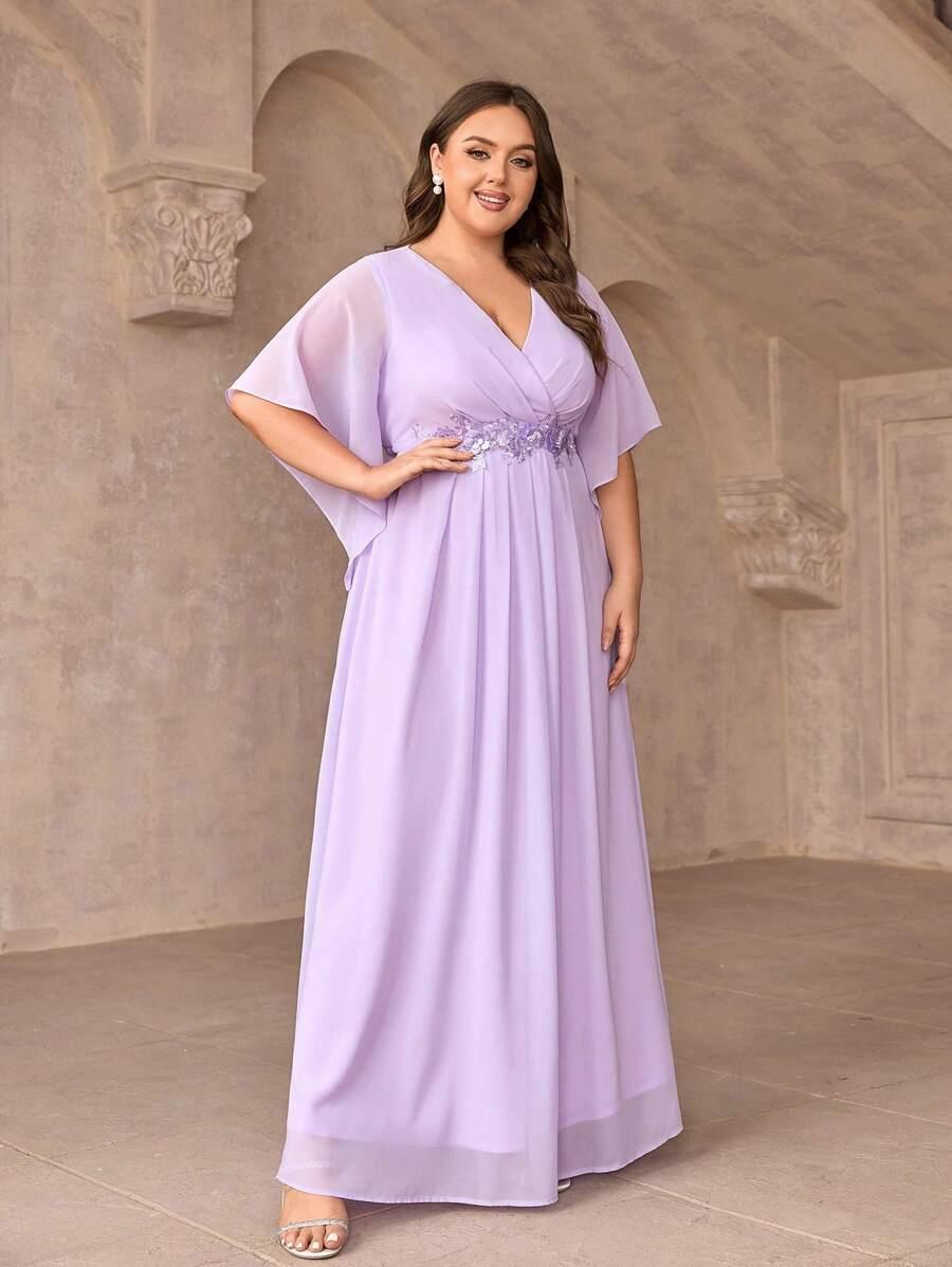 SHEIN FIOLETOWA MAXI SUKIENKA ZDOBIENIA S06__48