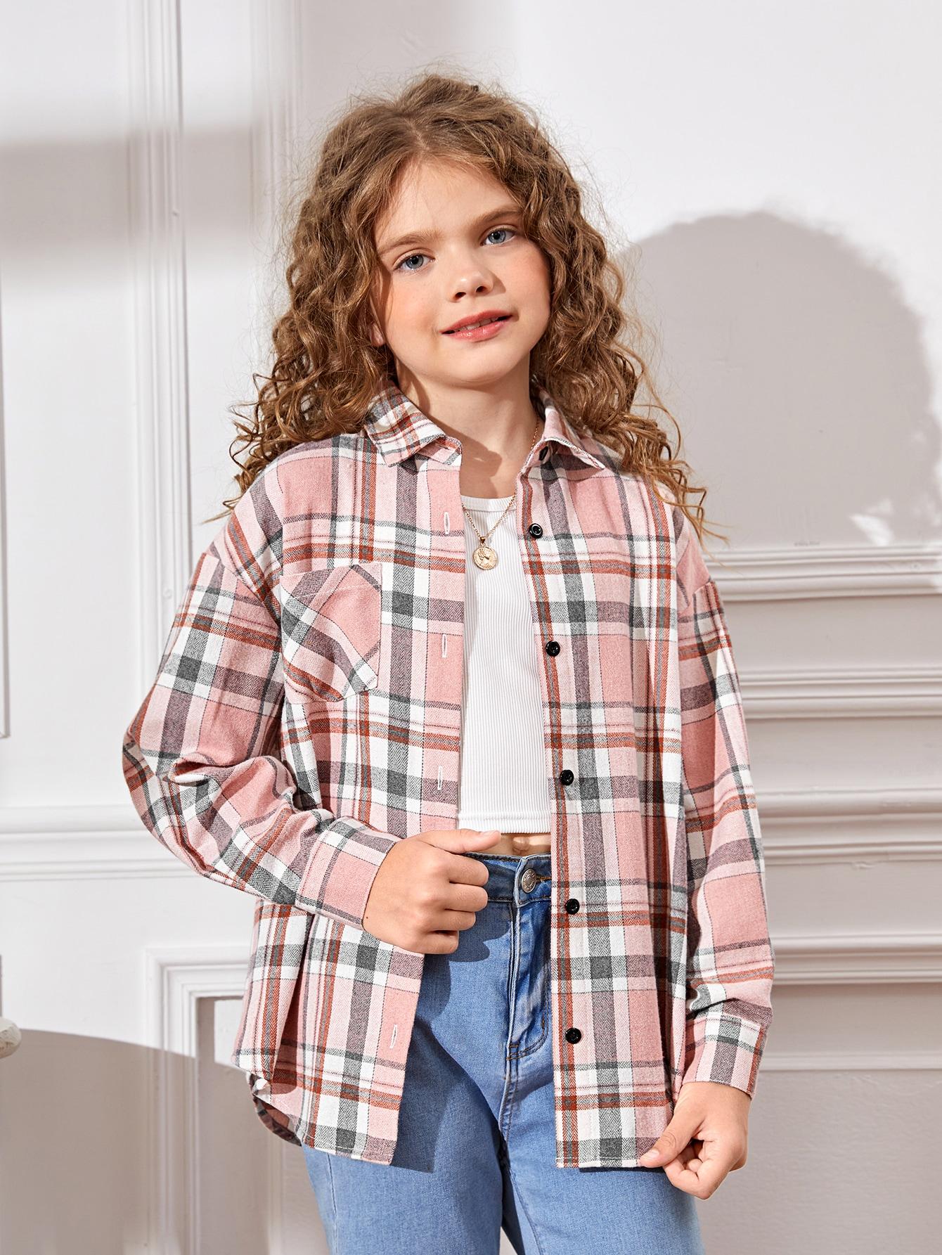 SHEIN KOSZULA W KRATKĘ CASUAL S06__134/140