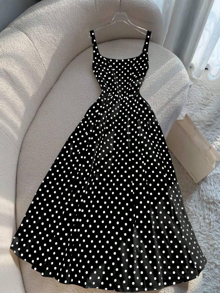 SHEIN ROZKLOSZOWANA SUKIENKA WZÓR GROSZKI S09__XS