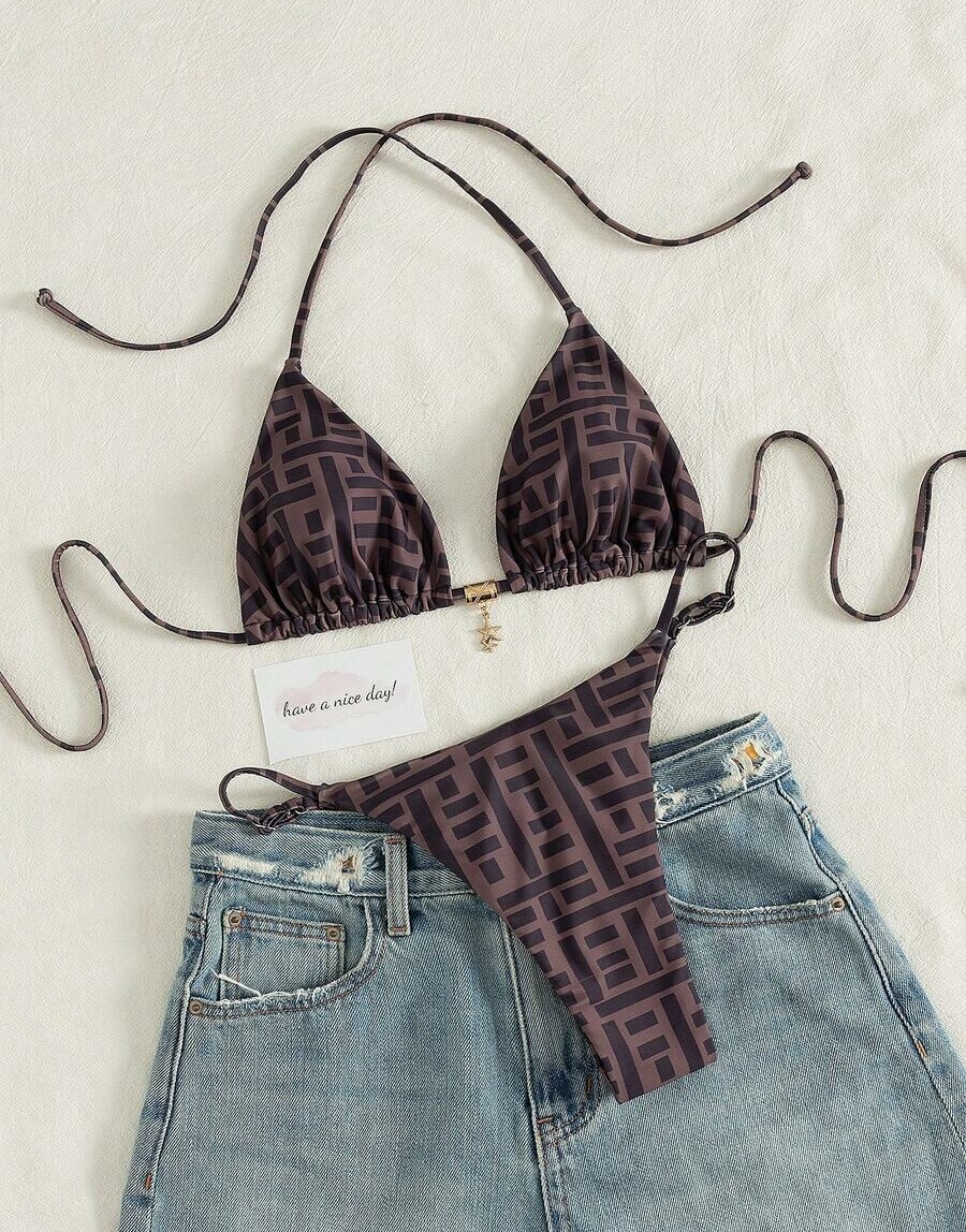 SHEIN BRĄZOWY STRÓJ KĄPIELOWY S09__XL