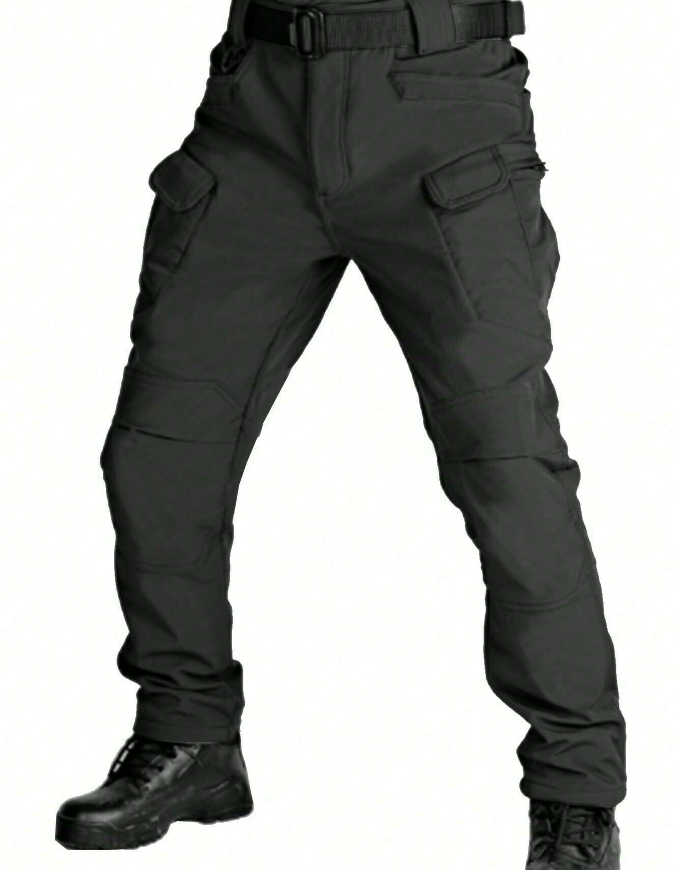 SHEIN CZARNE SPODNIE OCIEPLANE CARGO S06__L