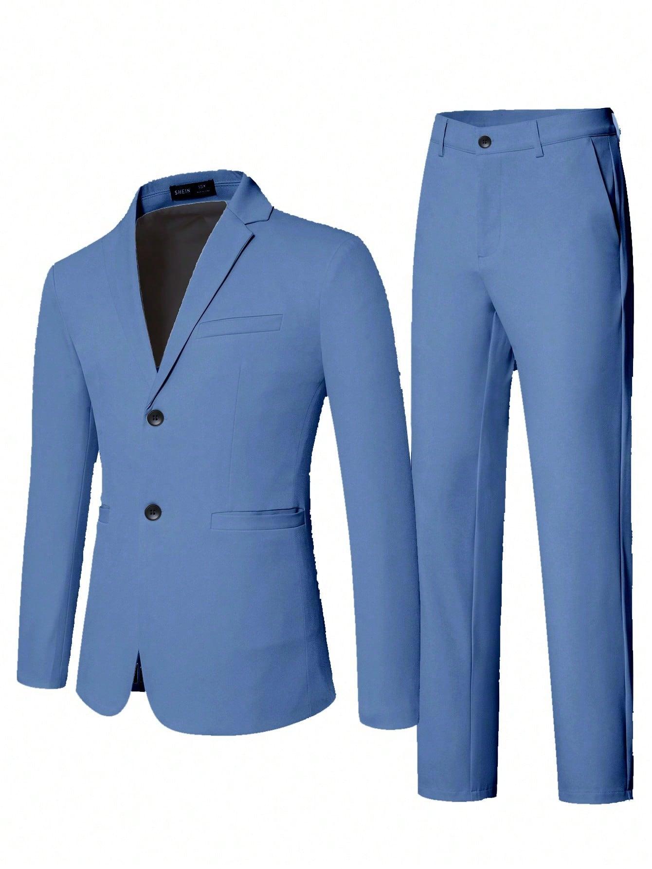 SHEIN NIEBIESKI GARNITUR SPODNIE MARYNARKA KOMPLET S06__M