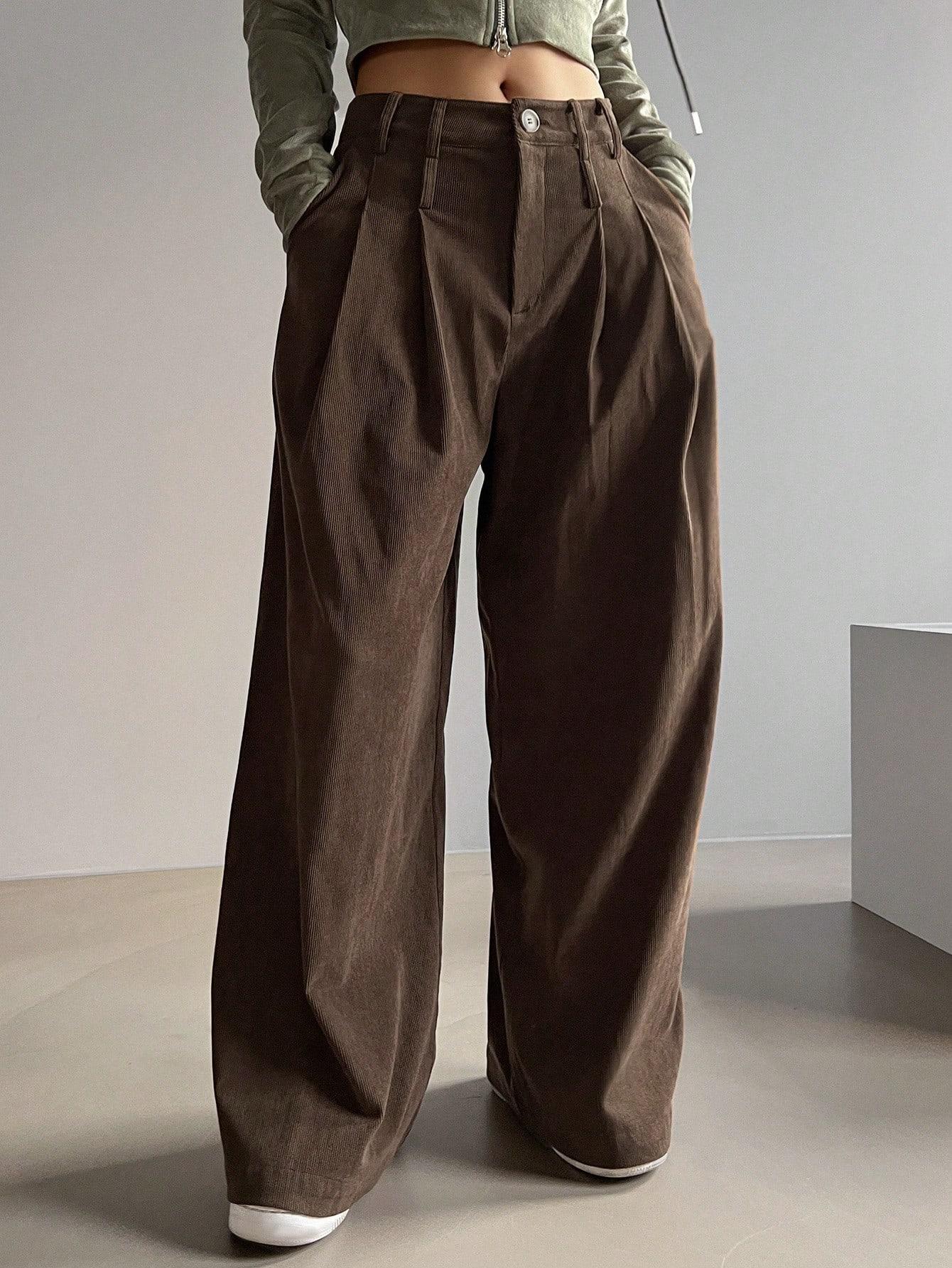 SHEIN BRĄZOWE SPODNIE KIESZENIE S06__XXL