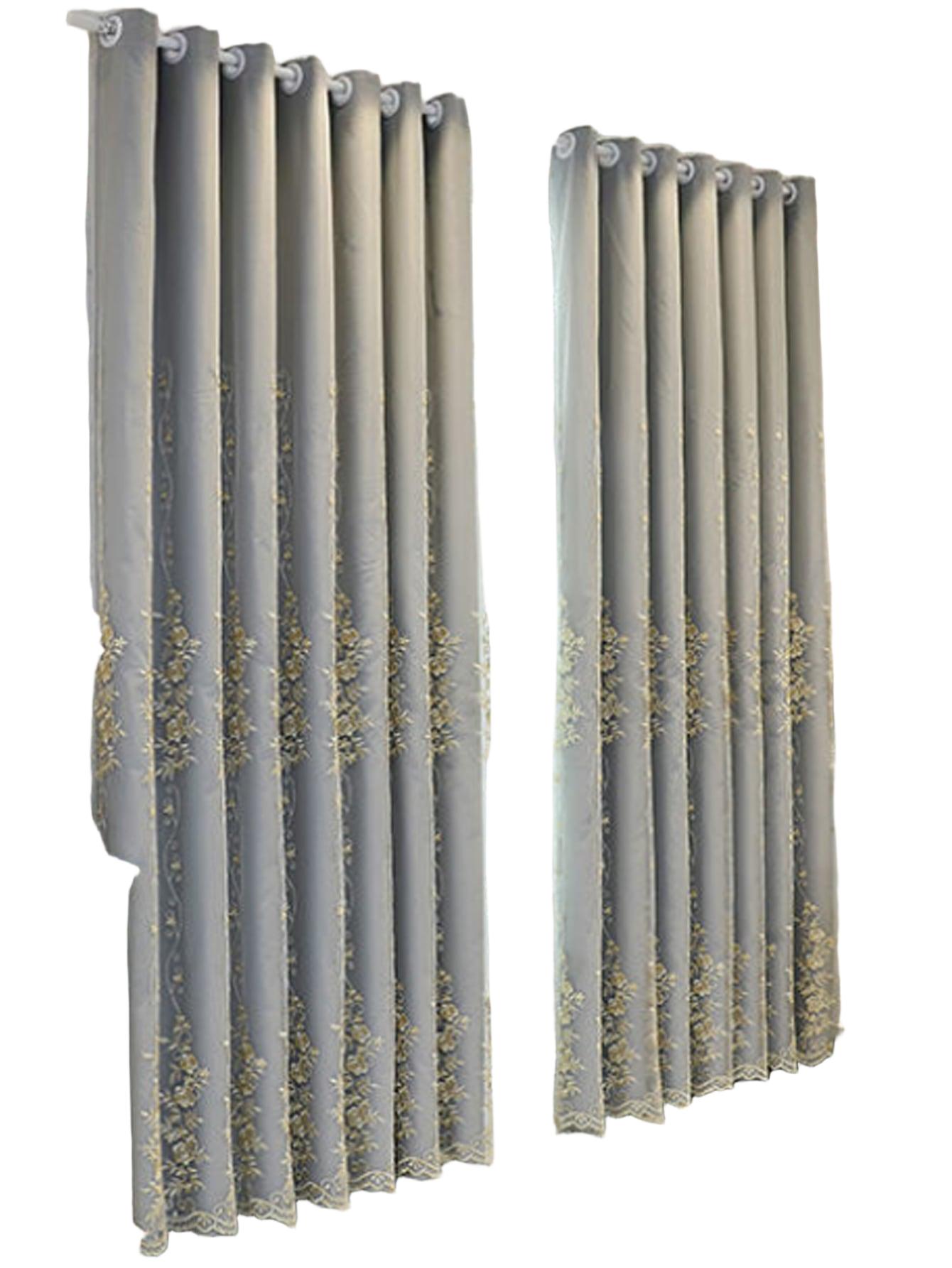 SHEIN SZARA ZASŁONA HAFT S07__150X250CM