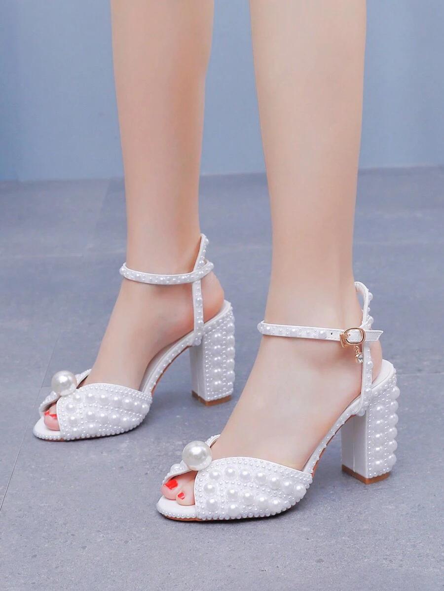 SHEIN BIAŁE SANDAŁY OBCAS ZDOBIENIE S06__38