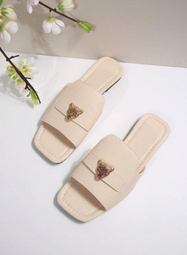 SHEIN BEŻOWE KLAPKI IMITACJA SKÓRY PK01__41