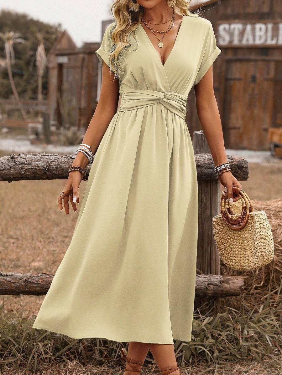 SHEIN ŻÓŁTA SUKIENKA KRÓTKI RĘKAW S06__L