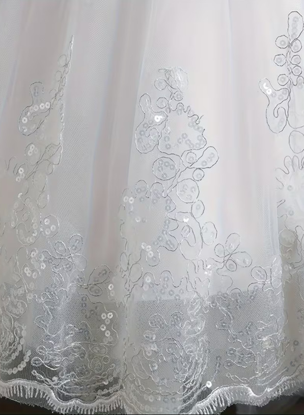 SHEIN ASYMETRYCZNA BIAŁA SUKIENKA TIUL ZDOBIENIA PK01__150