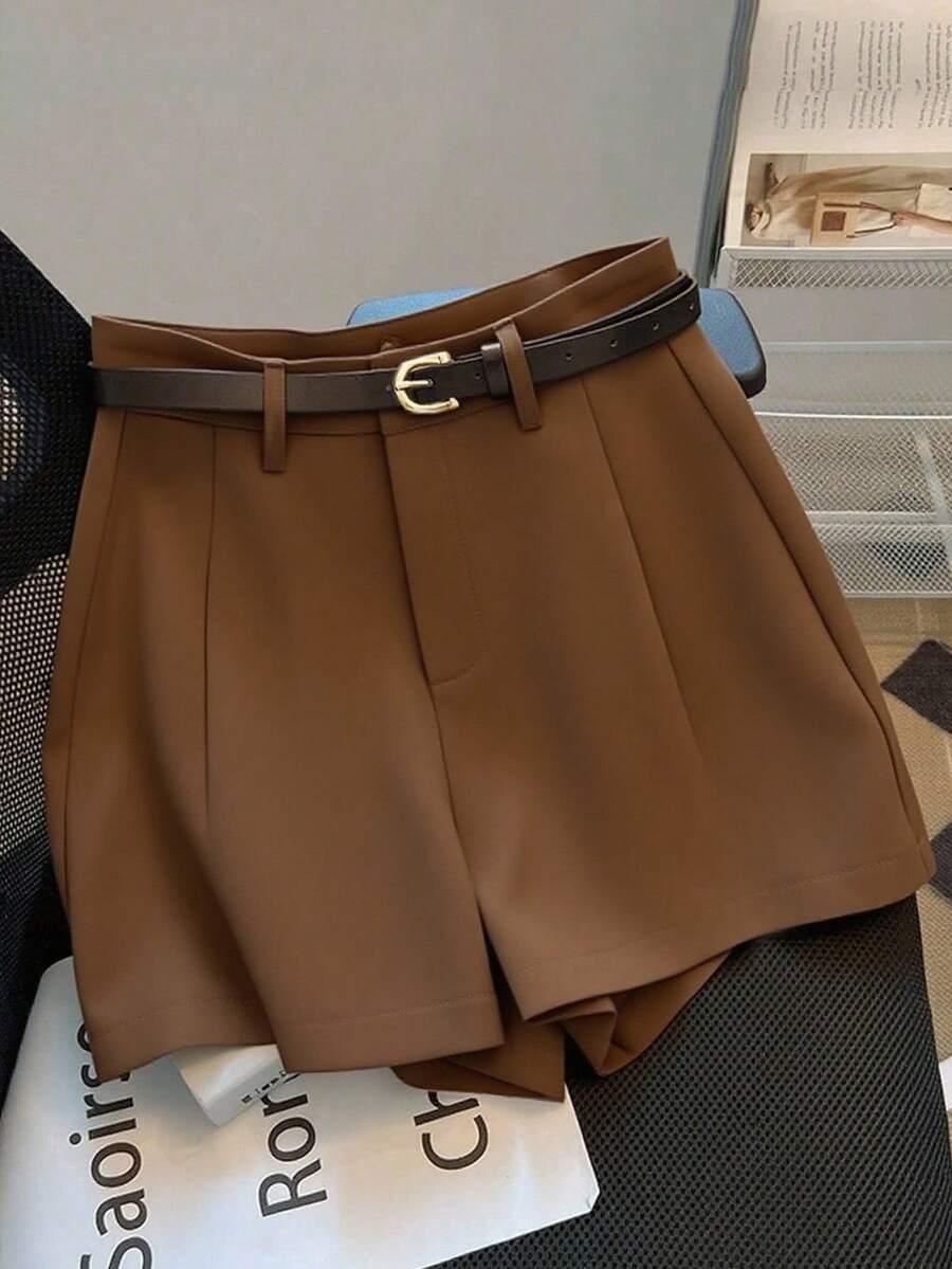 SHEIN BRĄZOWE SPODENKI WYSOKI STAN S06__S