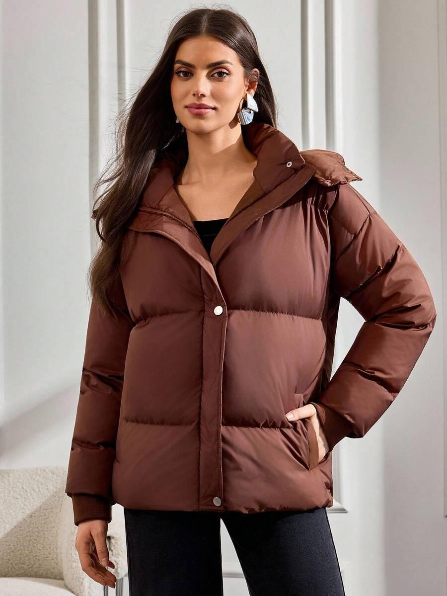 SHEIN BRĄZOWA KURTKA ZAMEK W01__M