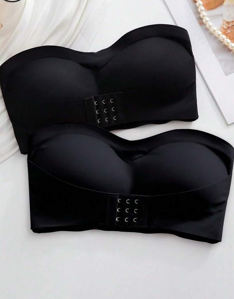 SHEIN CZARNY GŁADKI BIUSTONOSZ 2-PACK