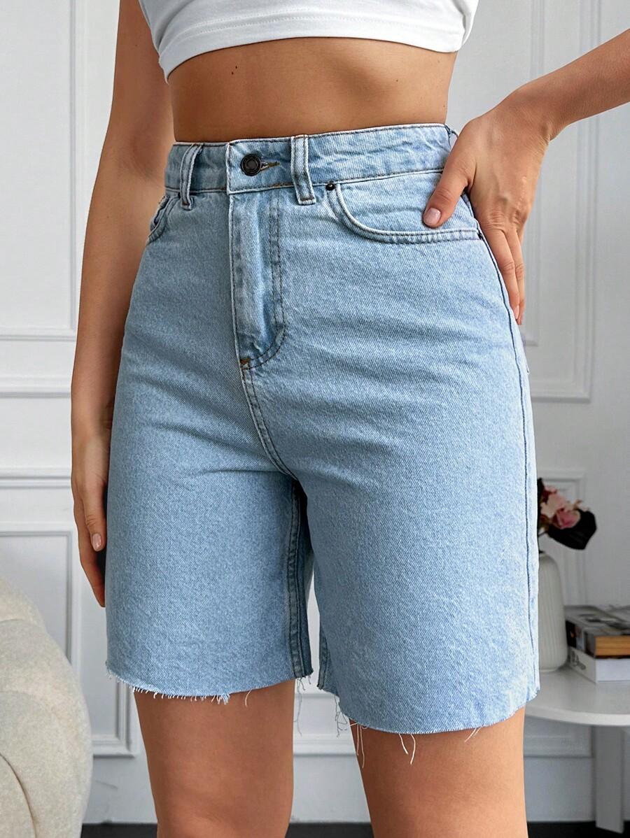 SHEIN KRÓTKIE SPODENKI JEANS WYSOKI STAN KIESZENIE PK01__M