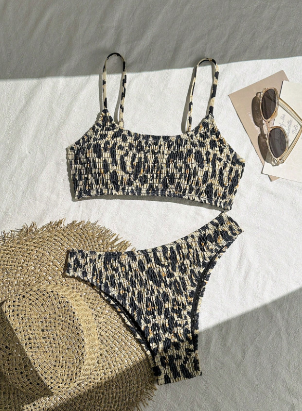 SHEIN DWUCZĘŚCIOWY STRÓJ KĄPIELOWY ANIMAL PRINT S09__M