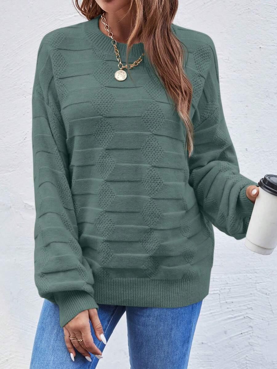 SHEIN ZIELONY SWETER TESTURA PK01__S