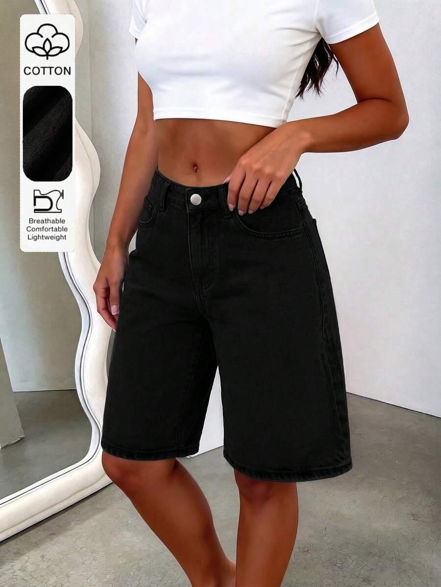 SHEIN CZARNE JEANSOWE SPODENKI S06__S