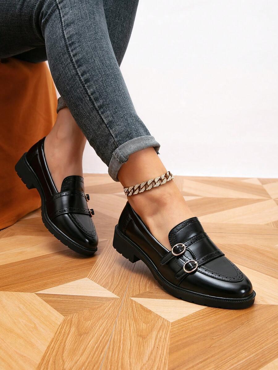 SHEIN CZARNE MOKASYNY IMITACJA SKÓRY S06__42