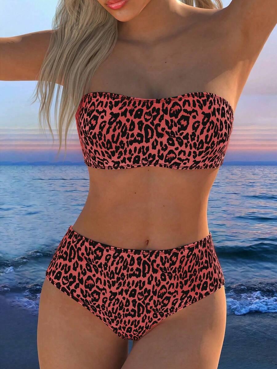 SHEIN SHEIN DWUCZĘŚCIOWY STRÓJ KĄPIELOWY ANIMAL PRINT S09__XL