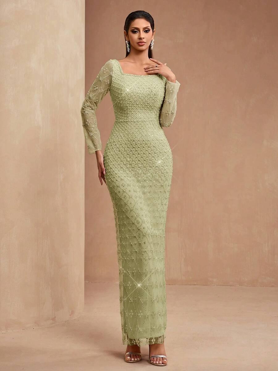 SHEIN ZIELONA MAXI SUKIENKA S06__L