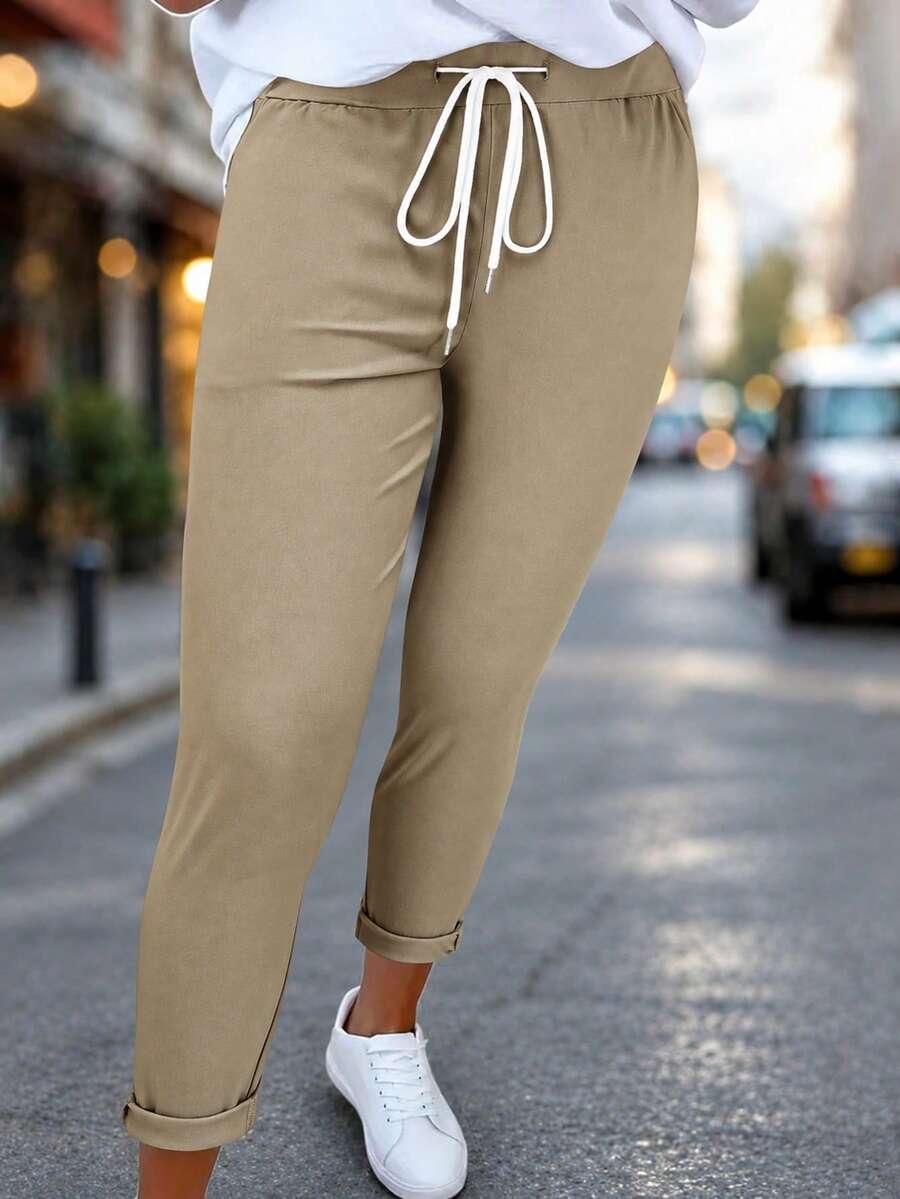 SHEIN BEŻOWE SPODNIE CASUAL S06__XL