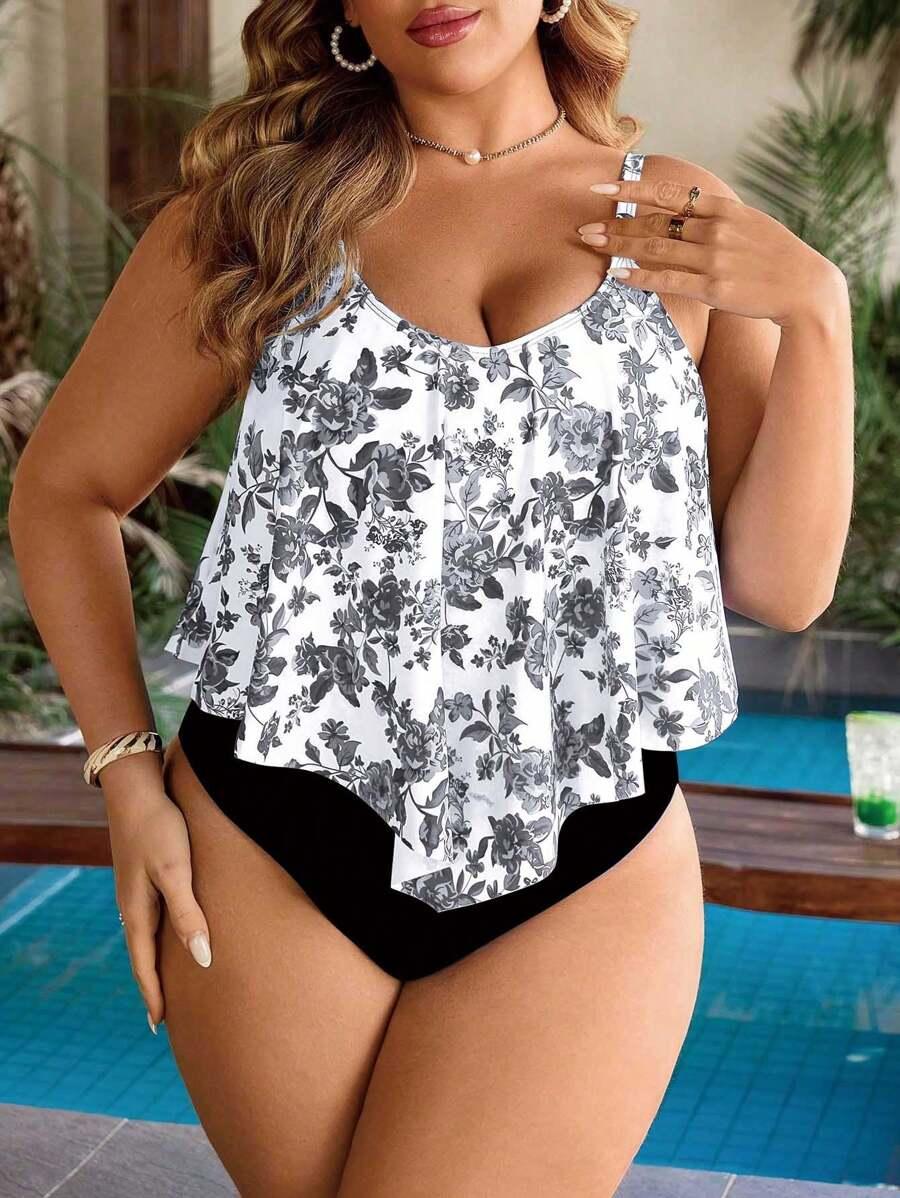 SHEIN DWUCZĘŚCIOWY STRÓJ KĄPIELOWY PRINT S09__50