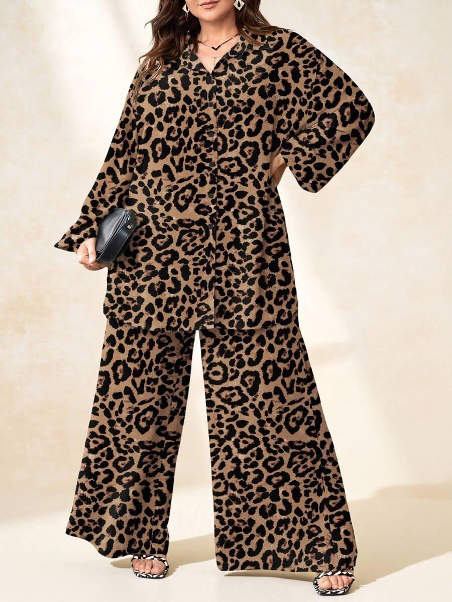 SHEIN KOMPLET SPODNIE KOSZULA ANIMAL PRINT S06__48