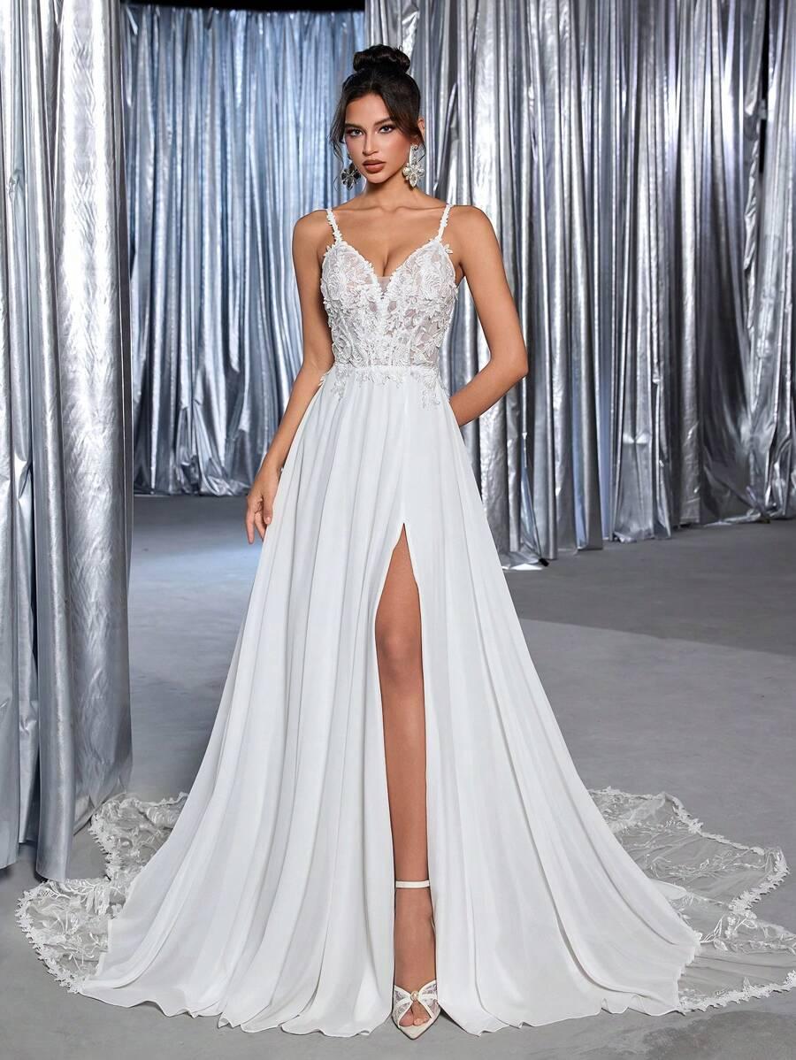 SHEIN BIAŁA SUKNIA ŚLUBNA ZDOBIENIE S06__36