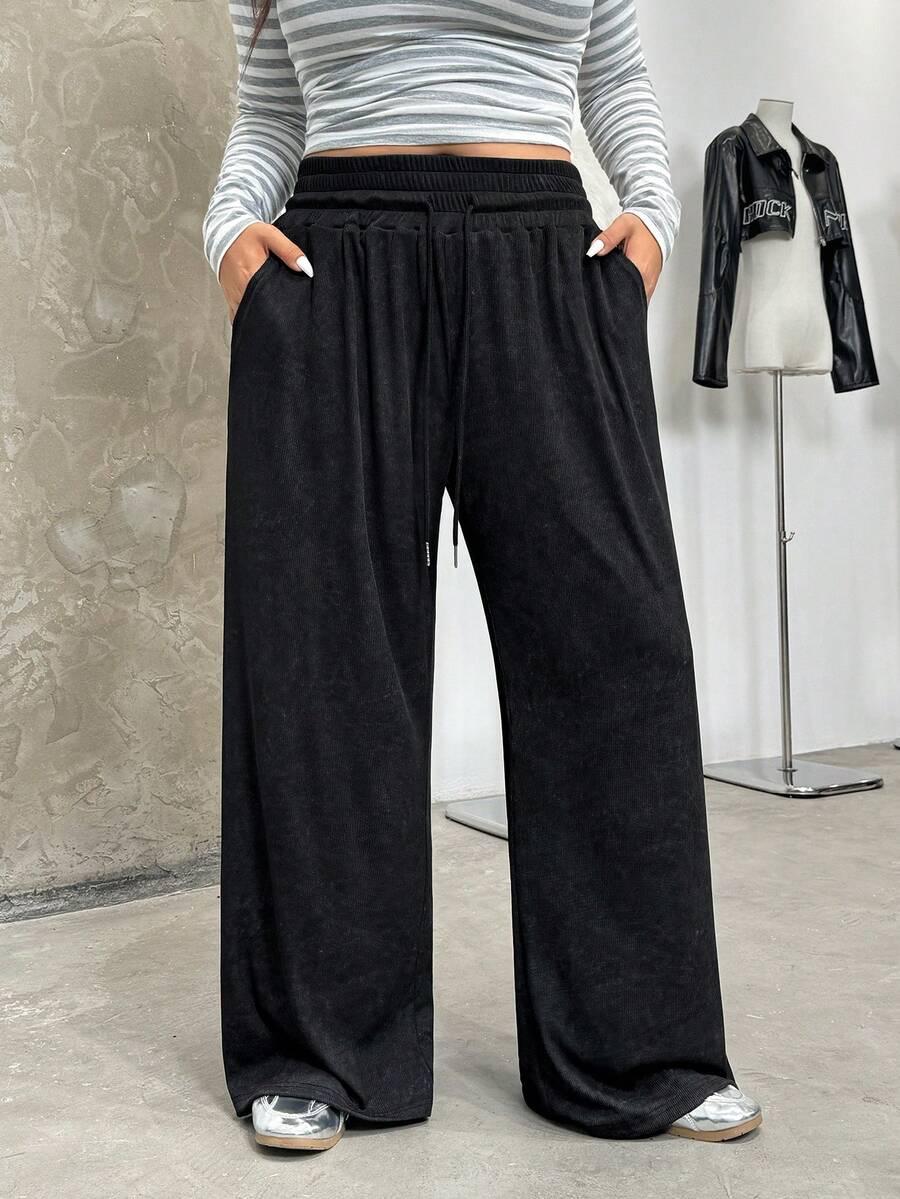 SHEIN CZARNE SPODNIE PROSTA NOGAWKA S06__XXL