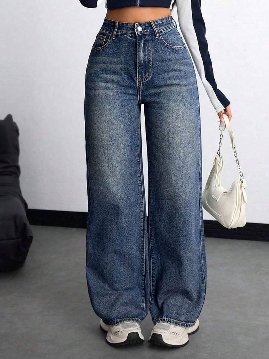 SHEIN SPODNIE JEANS WYSOKI STAN PK01__162-166