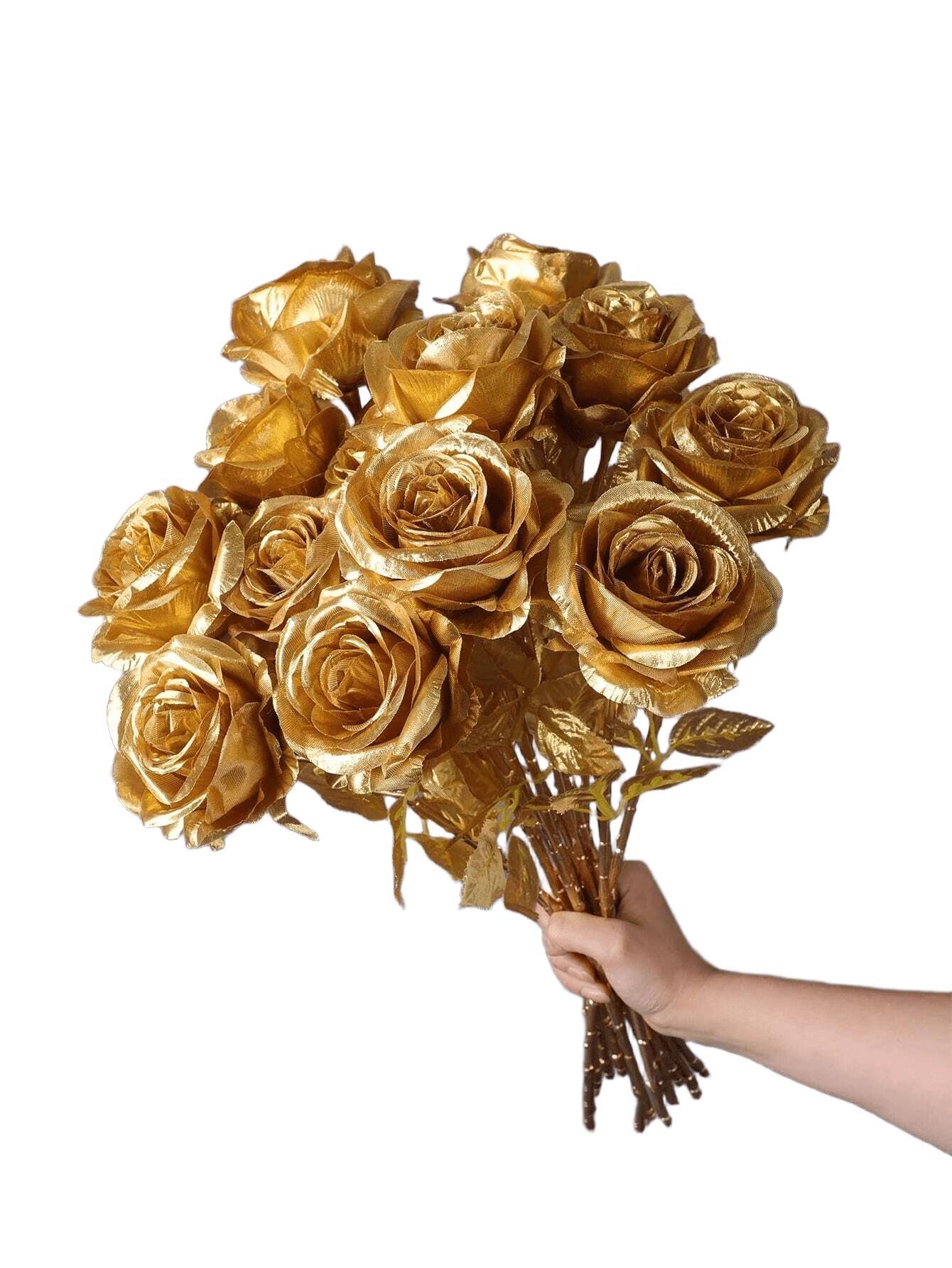 SHEIN ZŁOTA SZTUCZNA RÓŻA S07__50CM