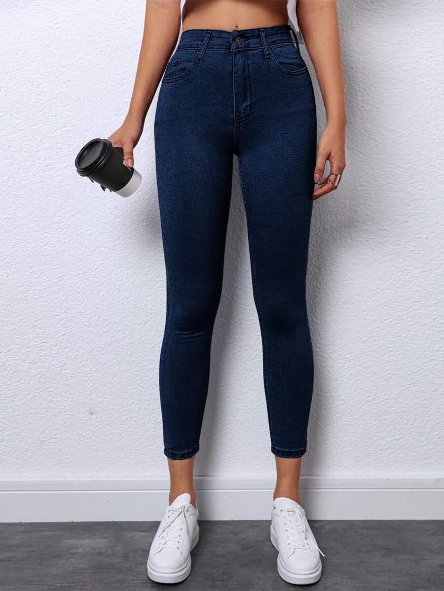 EURMUSE GRANATOWE SPODNIE JEANS S06__L