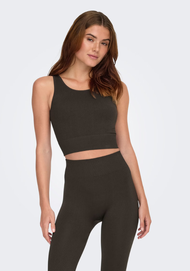 ONLY SPORTOWY BRĄZOWY CROP TOP M/L