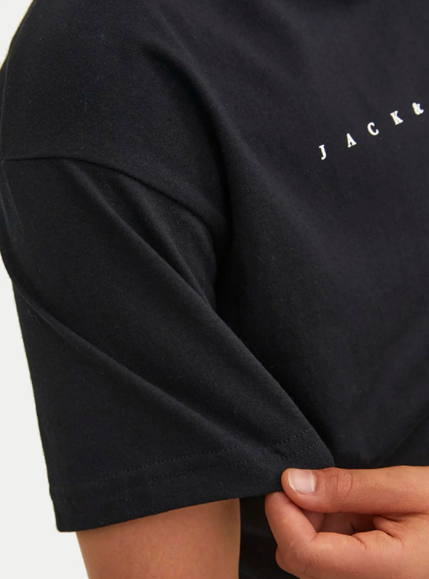 JACK&JONES KLASYCZNY BAWEŁNIANY CZARNY T-SHIRT LOGO PK01__164