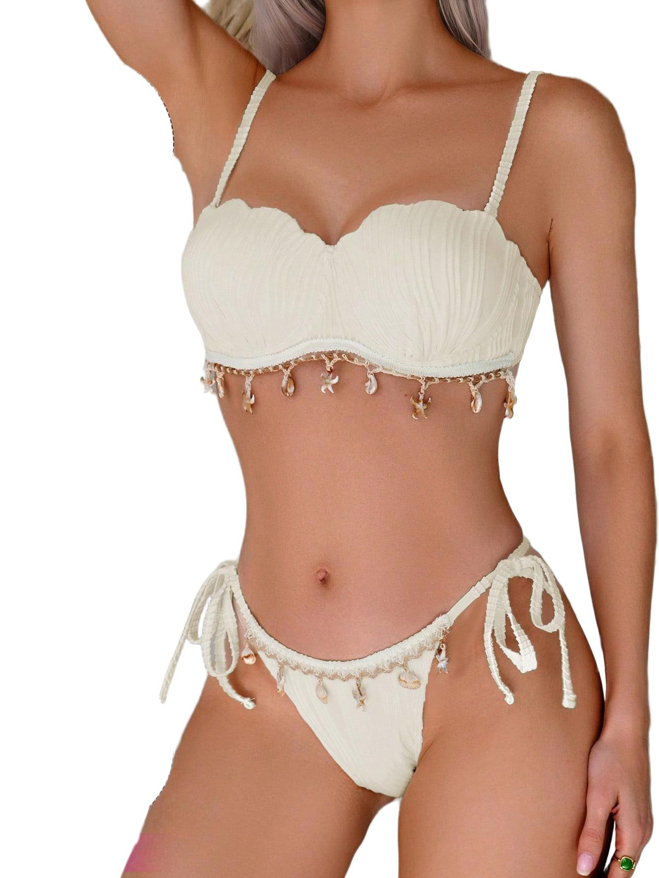 SHEIN DWUCZĘŚCIOWY STRÓJ KĄPIELOWY ZDOBIENIE S09__L