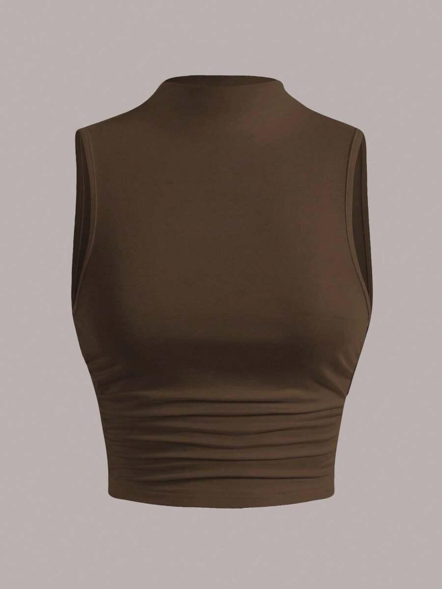 SHEIN BRĄZOWY TOP BEZ RĘKAWÓW S06__L
