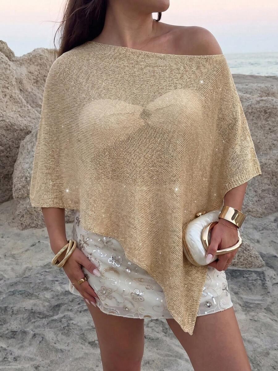 SHEIN ZŁOTA NARZUTKA PLAŻOWA POŁYSK PK01__XS