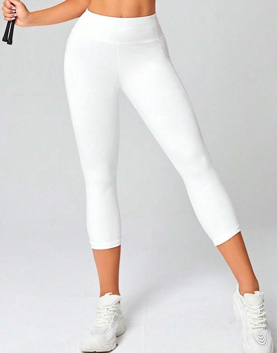 SHEIN BIAŁE LEGGINSY WYSOKI STAN S09__XL