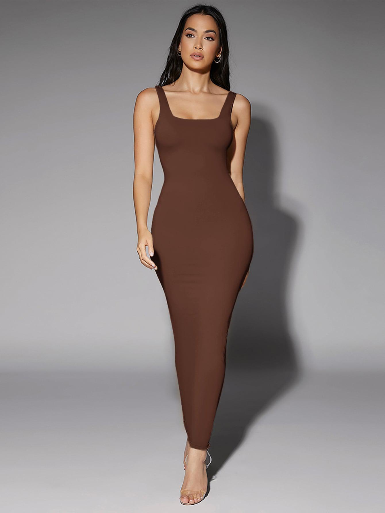 SHEIN BRĄZOWA SUKIENKA MAXI S06__M