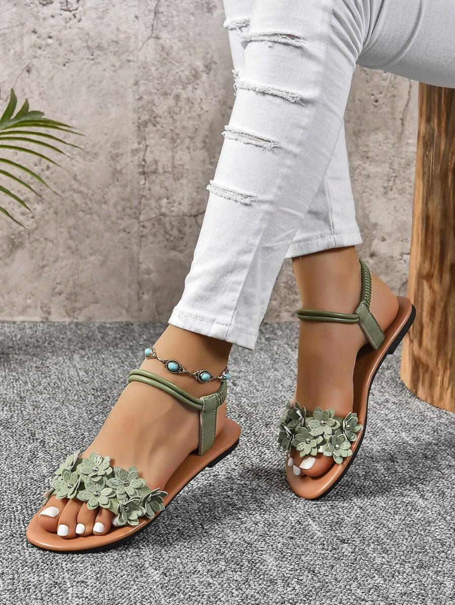 SHEIN ZIELONE SANDAŁY PŁASKI OBCAS S06__43