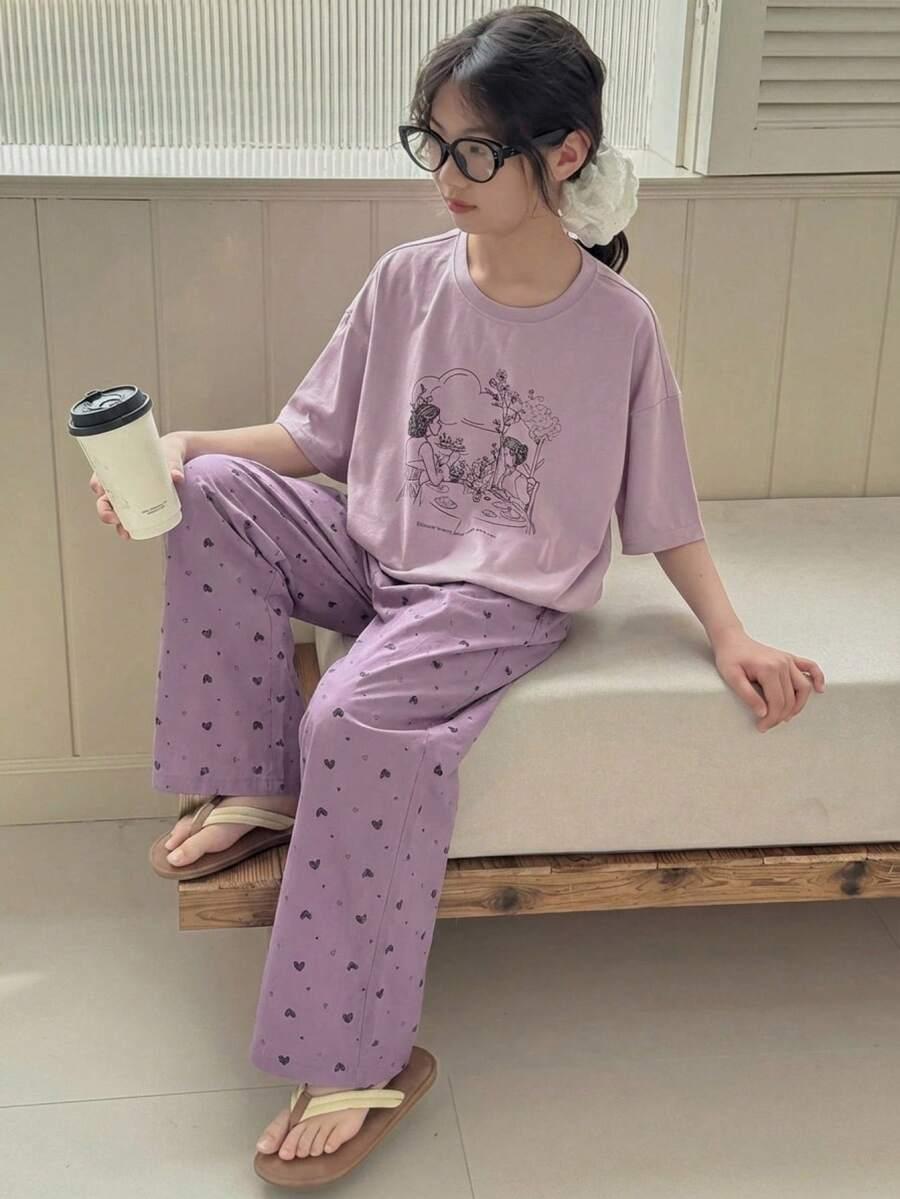 DAZY KIDS T-SHIRT SPODNIE PIŻAMA KOMPLET S06__140-146CM