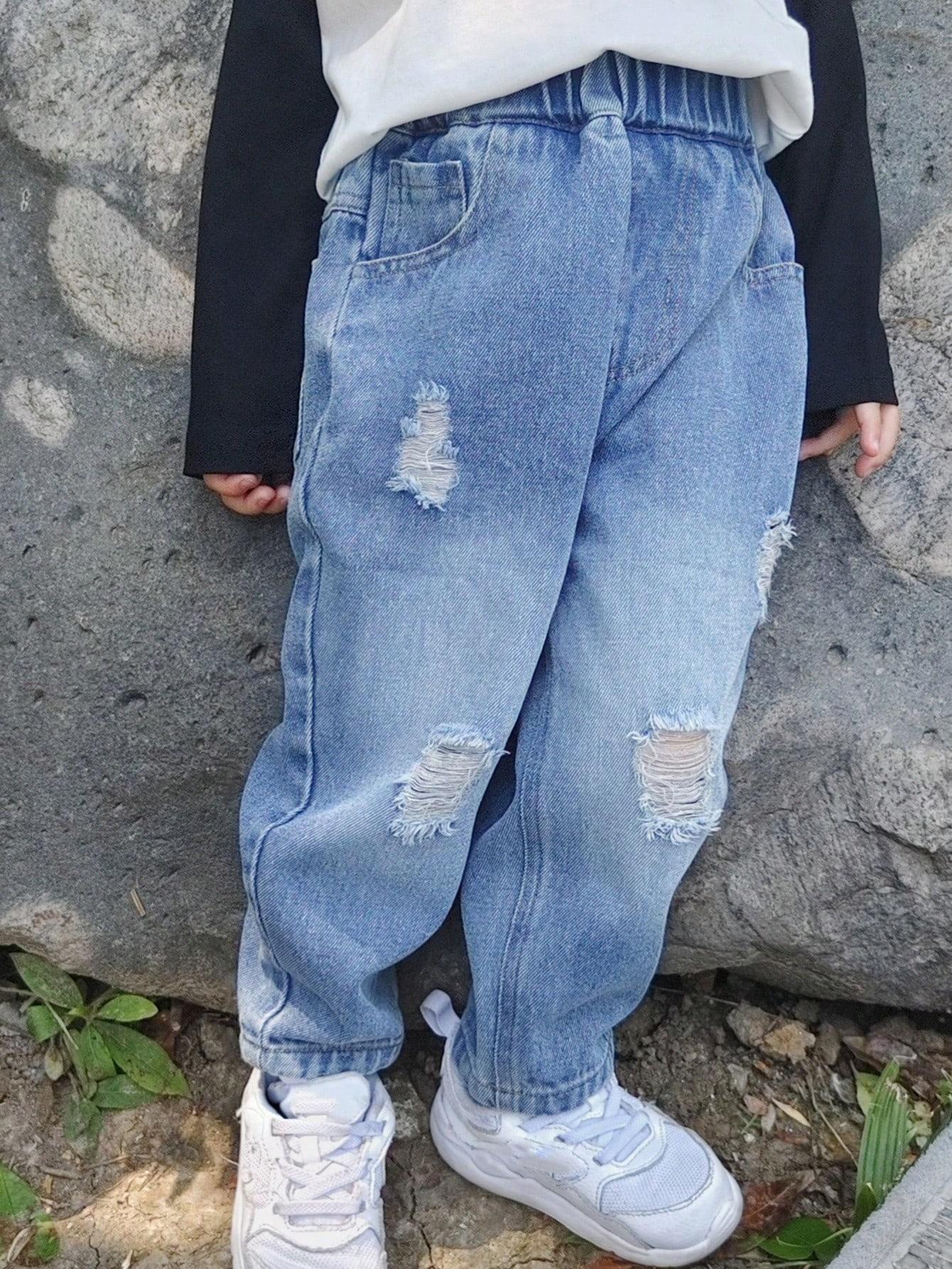 SHEIN SPODNIE JEANS PRZETARCIA S06__116-122