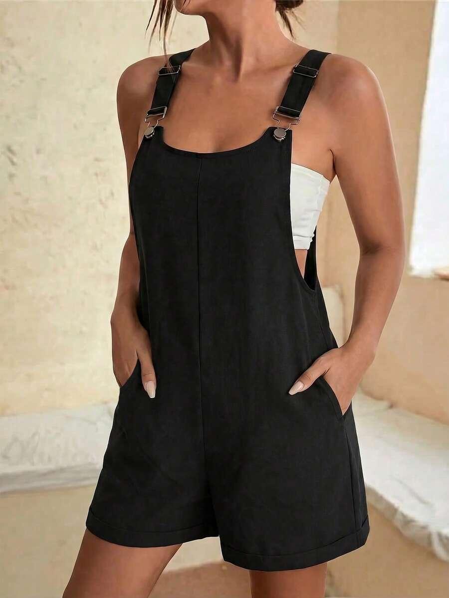 SHEIN CZARNY KOMBINEZON KIESZENIE S09__S