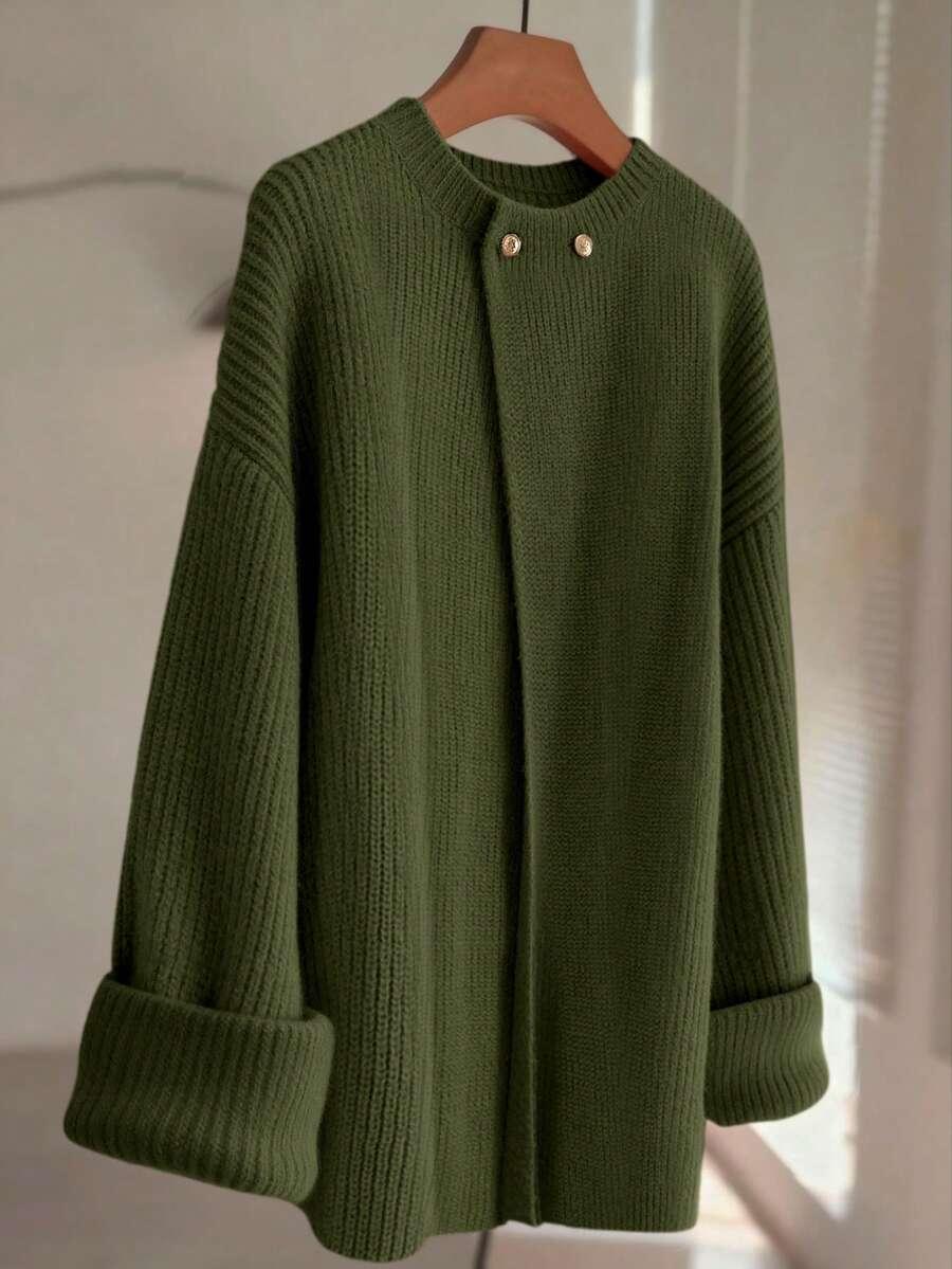 SHEIN ZIELONY SWETER GUZIKI S06__M